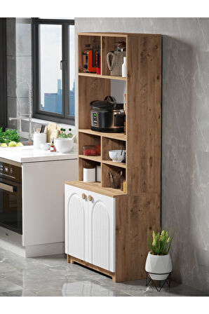 Bohem Tarz Şık Çok Amaçlı Kiler Mutfak Dolabı Beyaz