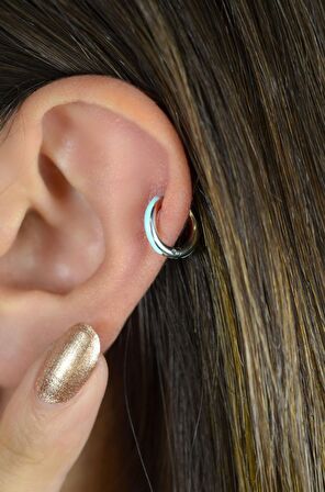 Çelik Halka Helix Piercing Kıkırdak Turquaz Renk