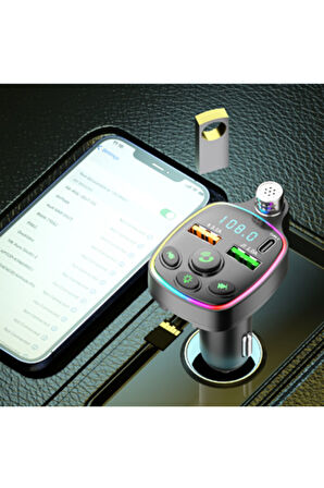 Bluetooth Araç Kiti Araç Fm Transmitter USB Type-C MP3 SD Kart Flash Için Uygun PD Çakmaklık Girişli