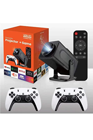 Oyunlu 150inç Pro Game Box Ultra HD 4K 450 Ansi Lmn Projeksiyon Cihazı 2 Joystick Oyun Kolu Hediyeli