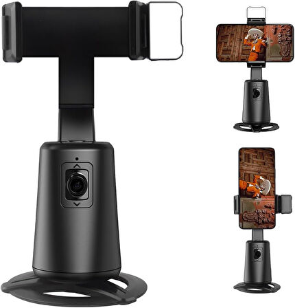 Otomatik Yüz Takipli Standlı Selfie Tripod 360° Dönüş LED Işık Vlog Canlı Yayın Videosu için 