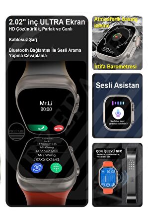 Prepare Watch 8 Ultra Plus Pro Gri Akıllı Saat