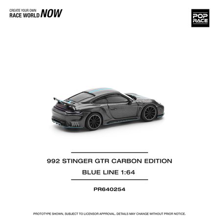 Pop Race 992 Stinger GTR Carbon Edition Blue Line 1:64 Diecast Model Araba