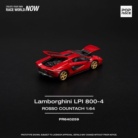 Pop Race Lamborghini LPI 800-4 Rosso Countach Kırmızı 1:64 Diecast Model Araba