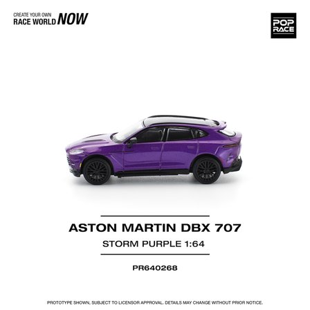 Pop Race Aston Martin DBX 707 Storm Purple 1:64 Diecast Model Araba PR640268