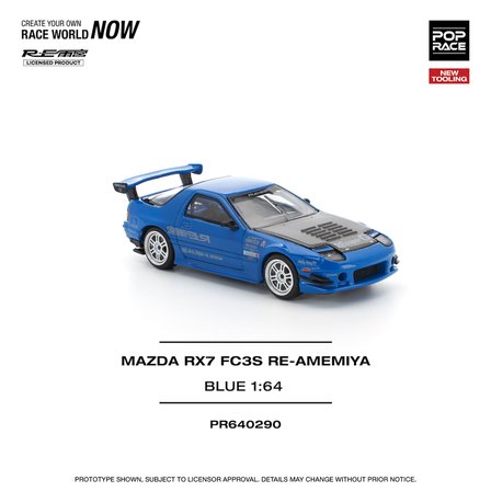 POP RACE 1:64 Mazda RX-7 FC3S RE-Amemiya Blue Diecast Model Araba