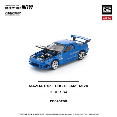 POP RACE 1:64 Mazda RX-7 FC3S RE-Amemiya Blue Diecast Model Araba