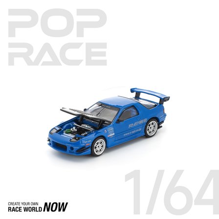 POP RACE 1:64 Mazda RX-7 FC3S RE-Amemiya Blue Diecast Model Araba