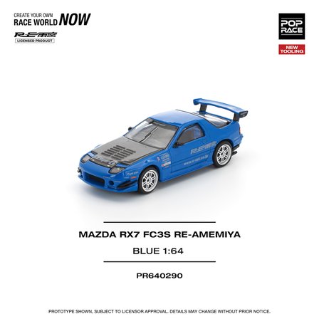 POP RACE 1:64 Mazda RX-7 FC3S RE-Amemiya Blue Diecast Model Araba