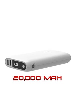 20.000 mAh 2x Usb-A çıkışlı 5V 2.1A Dijital Gösterge Powerbank