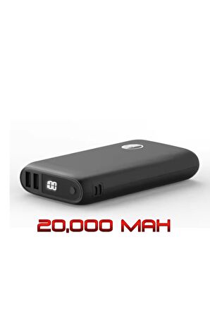 20.000 mAh 2x Usb-A çıkışlı 5V 2.1A Dijital Gösterge Powerbank