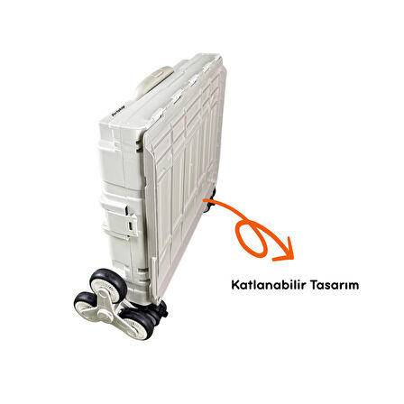 Portakap 8 Tekerlekli Gri 56L Büyük Boy Sabit Demir Tutacaklı Alışveriş Arabası