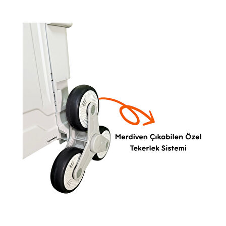 Portakap 8 Tekerlekli Gri 56L Büyük Boy Sabit Demir Tutacaklı Alışveriş Arabası