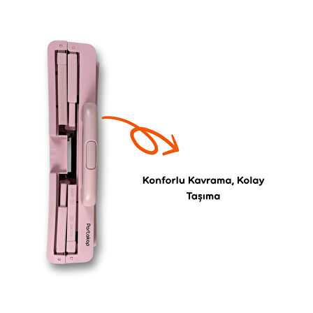 Portakap 4 Tekerlekli, Pembe, 32L Standart Boy, Sabit Tutacaklı Alışveriş Arabası