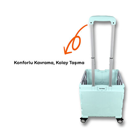 Portakap 4 Tekerlekli, Yeşil, 32L Standart Boy, Sabit Tutacaklı Alışveriş Arabası