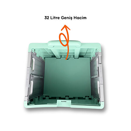 Portakap 4 Tekerlekli, Yeşil, 32L Standart Boy, Sabit Tutacaklı Alışveriş Arabası