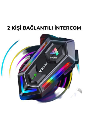 Y20 MAX Telsiz Özellikli 5.3 Motosiklet Kask Kulaklık Intercom Işıklı Motorsiklet Interkom