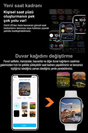 Watch 7 Serisi Uyumlu Sesli Arama Bildirim Asistan Özellikli Yetişkin Akıllı Saat Rose Kasa Beyaz Kordon Android & Ios Uyumlu