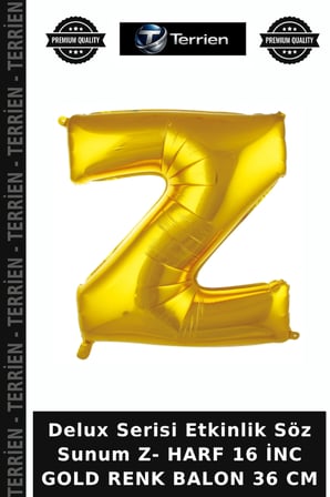 Delux Serisi Etkinlik Söz Sunum Z- HARF 16 İNC GOLD RENK BALON 36 CM