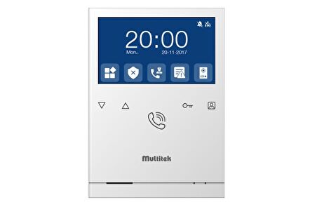 Multitek IP İnterkom Linux LIM-43 Kolay Kullanımlı 4.3" Ekran Daire Monitörü Beyaz Kasa 9G 06 05 000