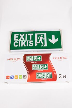 Helios Opto 3w Çıkış-Exit Led Armatür (Aşağı) HS 4601