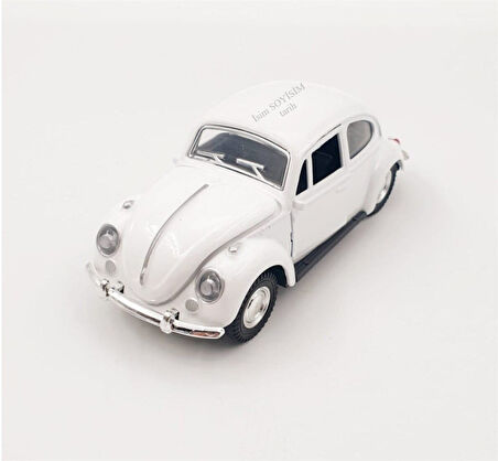 Kişiye Özel Beyaz Metal Vosvos Çek Bırak Oyuncak Araba Büyük Boy Uzun Model Beyaz