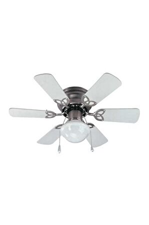 Vanti KCF278 60W 30 inç Ahşap Beyaz 6 Kanatlı Lambalı Avizeli İpli Tavan Vantilatörü