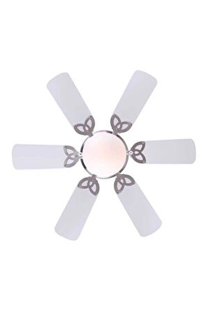 Vanti KCF278 60W 30 inç Ahşap Beyaz 6 Kanatlı Lambalı Avizeli İpli Tavan Vantilatörü