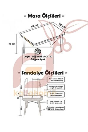 Fixed Efes 70x110 Cm , 4 Kişilik Sabit Yemek Masası , Yemek Masası Takımı - Gri