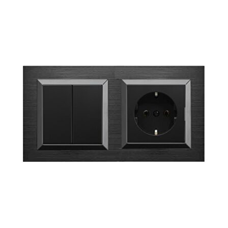 Ovivo Quantum Siyah 2'li Set Komütatör ve Topraklı Priz Set