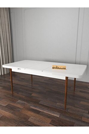 Ovo Beyaz 80x130 Cm Açılır Yemek Masası , 6 Kişilik Masa Sandalye Takımı - Antrasit