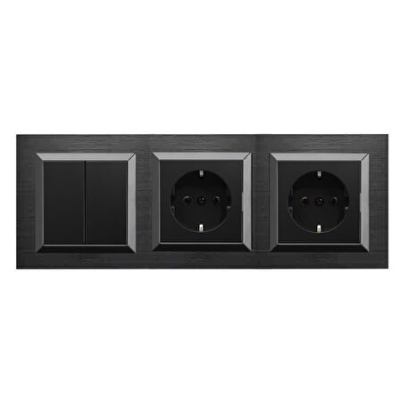 Ovivo Quantum Siyah 3'lü Set Komütatör, Topraklı Priz ve Topraklı Priz Set