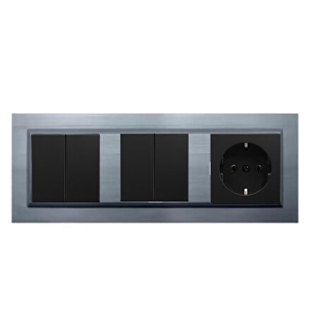 Ovivo Quantum Gümüş 3'lü Set Komütatör, Komütatör ve Topraklı Priz Set