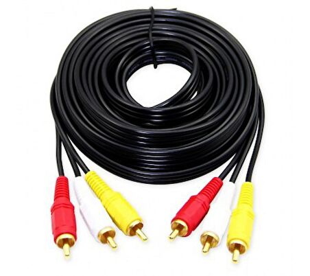 6 Metre Hazır CCTV AV Gold Kablo 3RCA 3 RCA Erkek Ses Video Power