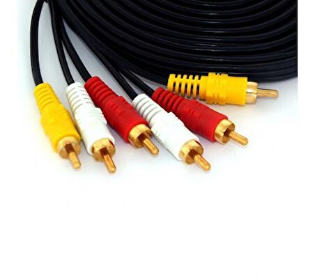 6 Metre Hazır CCTV AV Gold Kablo 3RCA 3 RCA Erkek Ses Video Power