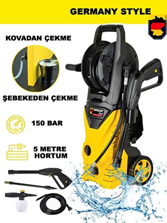 Germany Style GRM150 Max 150 Bar Bakır Sargılı Musluk ve Kovadan Çekme Yüksek Basınçlı Bahçe Oto Yık