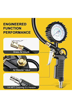 Basınç Göstergeli Lastik şişirme 0-220Psi/0-16Bar