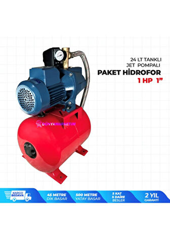 GERMANY STYLE İbeltech 1hp 1" Jet Pompalı 24 Litre Tanklı 5 Kat 5 Daireye Yeterli Paket Hidrofor