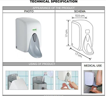 Vialli F5mb Hazneli Medical Köpük Sabun Dispenseri 500 Ml Siyah