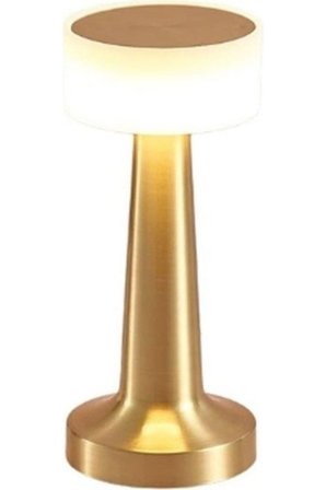 Modern Led Abajur Masa Lambası Dokunmatik 3 Mod Kademeli Şarjlı Dokunmatik Gold Masa Lambası Orta Ka