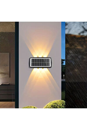 6 Ledli Güneş Enerjili Merkür Aplik Bahçe Aydınlatma 30 Watt Solar Bahçe Duvar Aplik Dekoratif 30 Wa