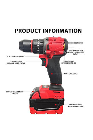 36 VOLT 5 AH KÖMÜRSÜZ DARBELİ MATKAP VİDALAMA ÇİFT AKÜLÜ