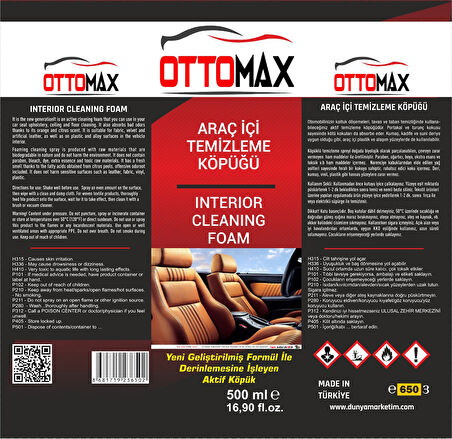 Ottomax Oto Temizlik Seti Lastik Parlatıcı Motor Temizleyici Detay Temizlik Köpüğü 4  Parça