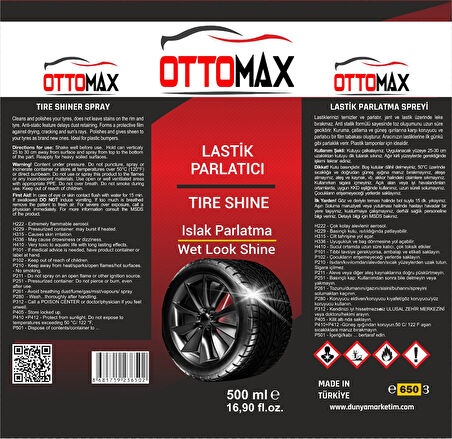 Ottomax Oto Temizlik Seti Lastik Parlatıcı Motor Temizleyici Detay Temizlik Köpüğü 4  Parça