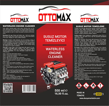 Ottomax Oto Temizlik Seti  5 Parça  Motor Temizleyici Detay Temizlik Köpüğü Lastik Parlatıcı