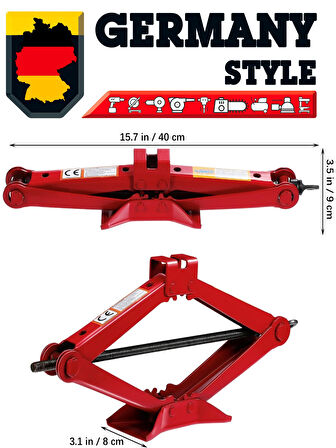 Germany Style Alman Araba Kaldırma Oto Krikosu 2 Ton Makas Cırcır Otomatik Kriko