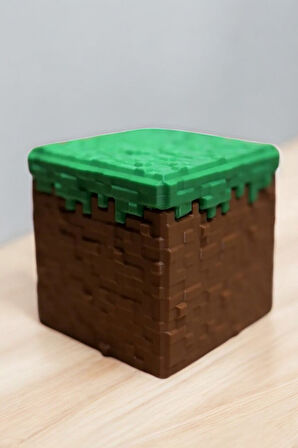 Minecraft Çimen Bloğu Kutu Oyuncak Saklama Kutusu Figür