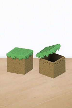 Minecraft Çimen Bloğu Kutu Oyuncak Saklama Kutusu Figür