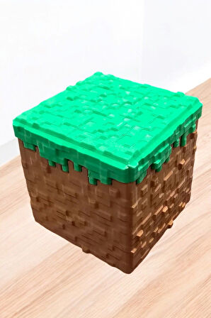 Minecraft Çimen Bloğu Kutu Oyuncak Saklama Kutusu Figür