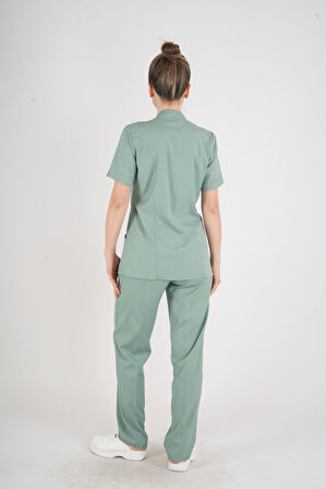 Aylu Model Soft Likra Çağla Yeşili Doktor Hemşire Hastane Scrubs Üniforma Takımı